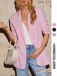 USBoutoque Chic 2025 Blazers for Sleeve Lapel Open Front Suit Jacket Work Blazer  Women Business Casual Long