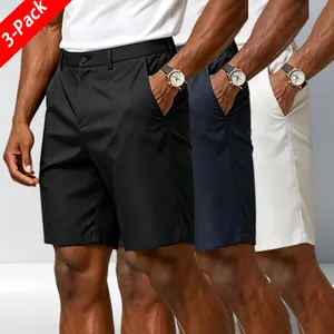 3PACK Men'S Fashion Golf Work Shorts Stretch Waistband Quick-Dry Fit Hiking Casual Business Dress Athletic Mens  Lightweight Pants 3 Pockets,Solid Fashion Men'S Shorts Summer,Beach Short Men,Solid Pocket Waist Short summervibes