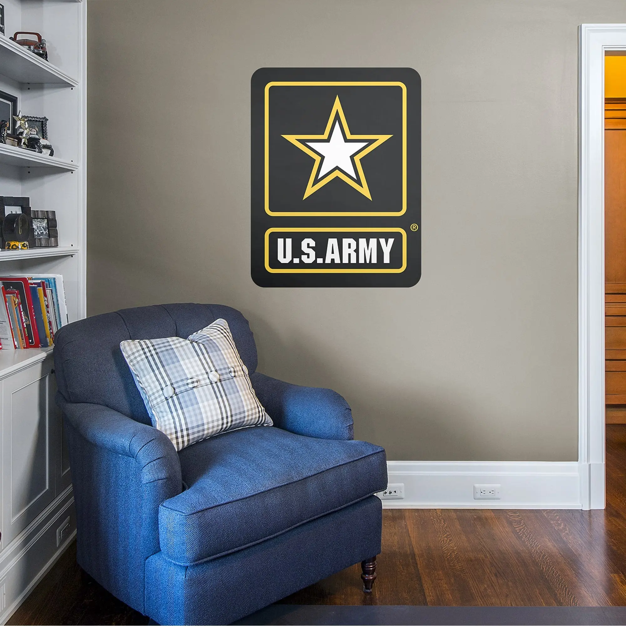 Officially Licensed United States Army Logo Removable Vinyl Wall Decal - Peel-and-Stick Self-Adhesive Decoration for Soldiers, Veterans, Civilians’ Room Decor with Inspirational Slogan, Inspirational Slogan Wall Stickers