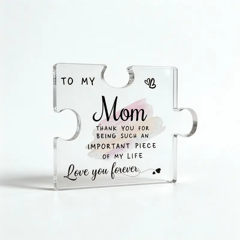 High-Grade Irregular Acrylic Transparent Wall Plaque - 1cm Thick, 10x8.5cm Puzzle Wall Plaque with Touching "Best Mom Ever" Message, Modern Inspirational Keepsake Sign, Mom Gift from Kids for Birthday, Home Office Desk Decor (Home Supplies) - sohochic