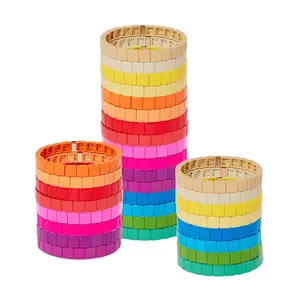Bestseller Rainbow Square Bracelet-A Stacking Spectrum of Gradient Enamel Cubes Gift Box Packing