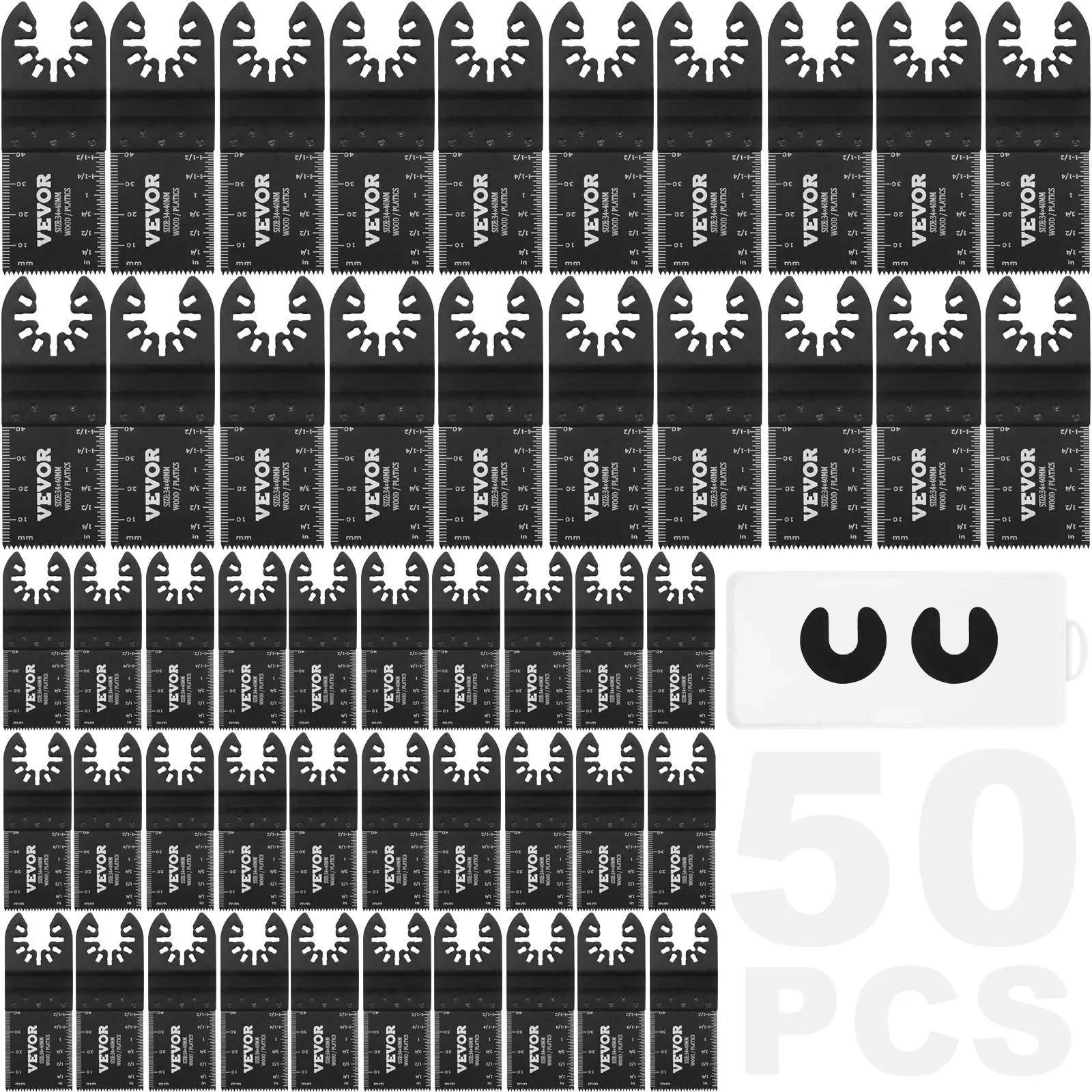 【Summerfinds】VEVOR 50PCS Oscillating Saw Blades,  , Universal Quick Release Oscillating Saw Blades, Multitool Tool Blades for Wood Plastic Aluminum, Fit Dewalt Bosch Milwaukee Hitachi Chicago Craftsman