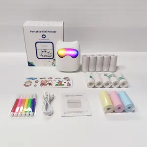 M7 Mini Portable Thermal Bluetooth-compatible Pocket Printer, Portable Handheld Printer, 1 Set Portable Mini Printer with Printing Paper & Sticker & Colored Pen, Office Stationery & Supplies