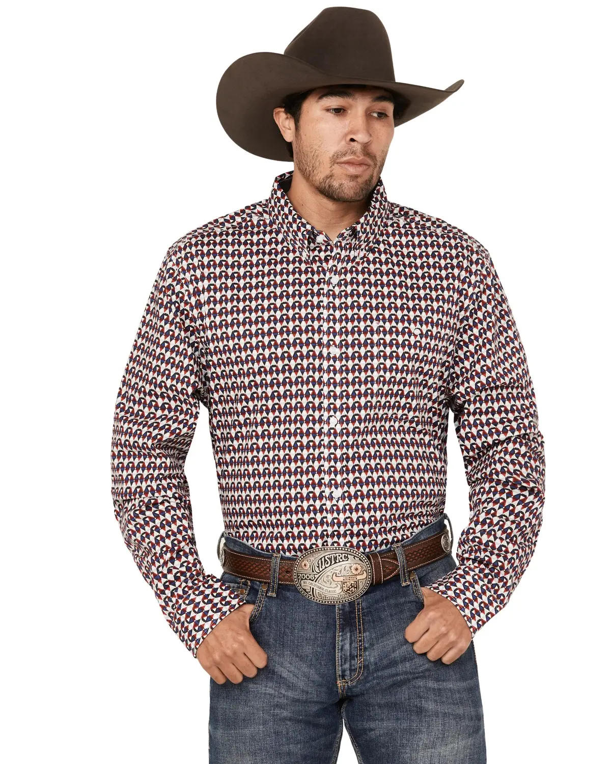 Rank 45 Men's 45&Reg; Men'S Event Medium Geo Print Long Sleeve - Rmsp23w6-Wht