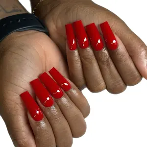 Red Handmade Nails - Glossy Finish, Perfect for Any Occasion, High-Quality Material, Easy to Apply