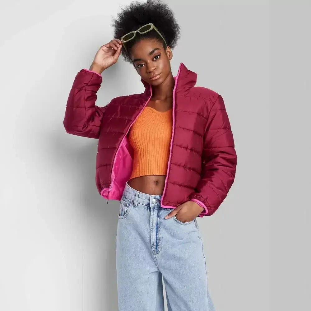 Women's Puffer Jacket - Wild Fable Berry Red M Womenswear Coats