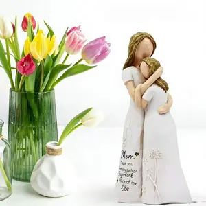 Handmade Mother & Child Resin Sculpture, Vintage Angel Figurine, Mother's Day Gift, Home Decor Ornament