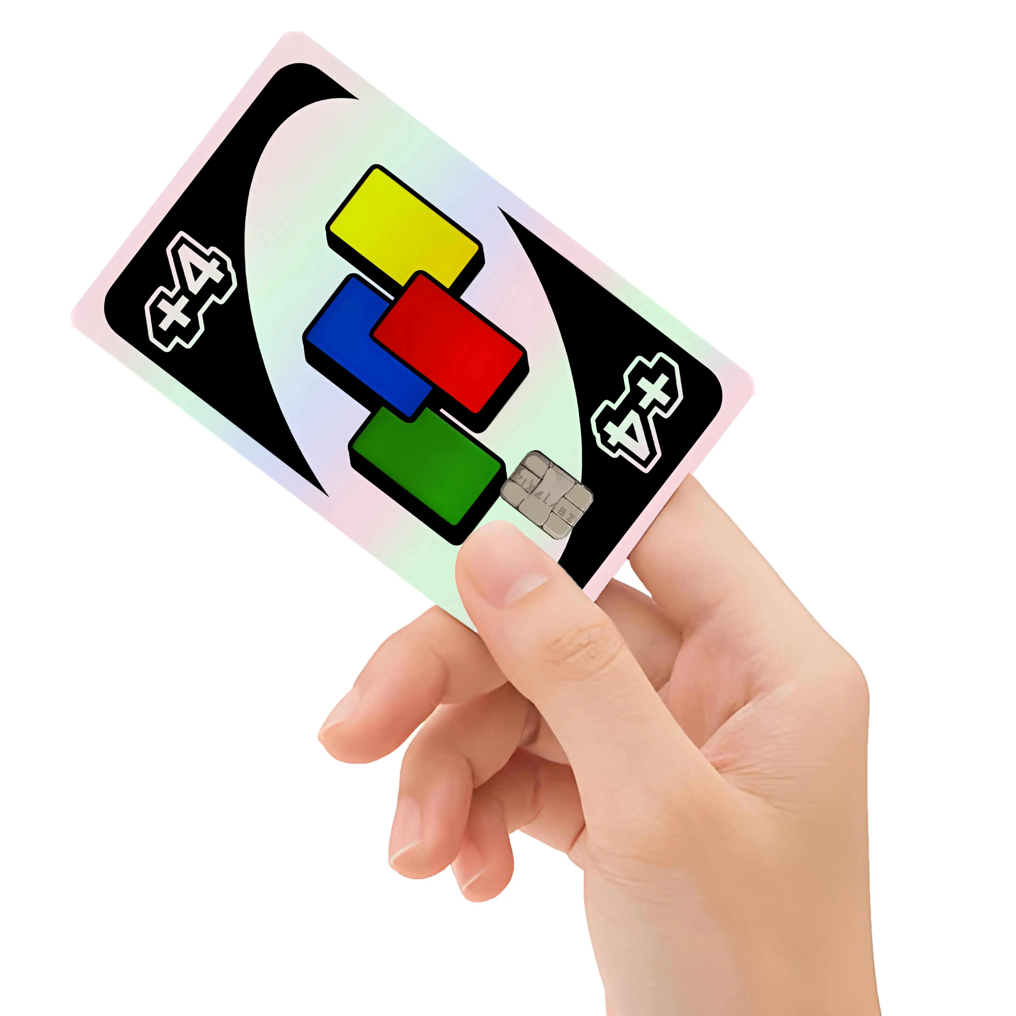 holographic uno cards Uno Reverse Draw +4 Holographic Credit Card Decal