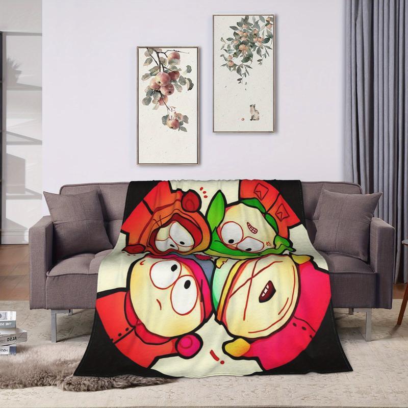South Park 2 Theme Soft Flannel Blanket - Vibrant Cartoon Character Design, Essential for Home, Office, and Travel, Perfect Christmas Birthday Gift soft flannel sofa