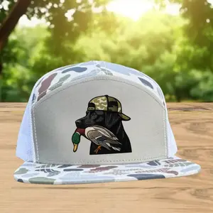 Black Lab Mallard Duck Embroidered Patch Camo Hat | Outdoor Waterfowl Hunting Snapback Cap