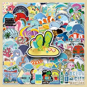 Summer Themed Sticker (100pcs/set), Cartoon Creative Sticker, DIY Decorative Sticker for Scrapbooking, Journaling, Gift Wrapping