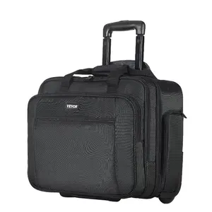 fathersdaygift VEVOR Rolling Laptop Bag, Fits Up to 17.3 Inch Laptop, Wheeled Briefcase, Roller Computer Tote Bag with Wheels Telescoping Handle, Laptop Case for Work Travel Business Office, Women Men (Black)