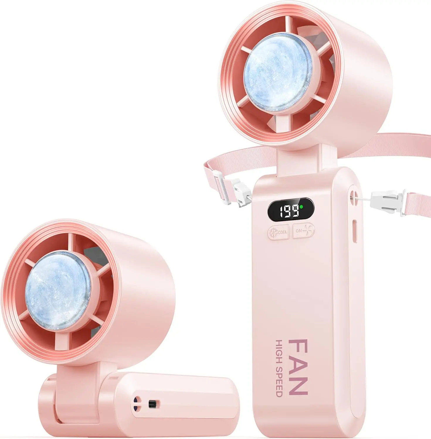 Kimguard Handheld Fan: 199 Speeds High Velocity Portable Mini Turbo Fan, Foldable Rechargeable Personal Fan with Digital Display, Powerful Cooling Airflow for Summer & Travel,gear wind phone stand Usb
