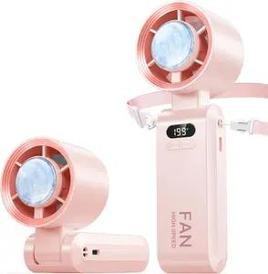 Kimguard Handheld Fan: 199 Speeds High Velocity Portable Mini Turbo Fan, Foldable Rechargeable Personal Fan with Digital Display, Powerful Cooling Airflow for Summer & Travel,gear wind phone stand Usb