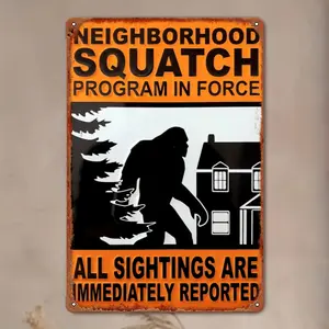 1pc 2D Plane Bigfoot Theme Metal Wall Decorations-8X12 Inches Square Iron Decoration-Vintage Plaque Decor-Vintage Unique-Suitable for Bars, Coffee Shops, Clubs and Home Decoration-Great Gift for Bigfoot Fans and Decoration Lovers-Plaque Sign