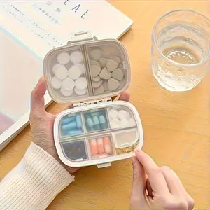 8-Compartment Large Capacity Transparent Plastic Vitamin Medicine Storage Box, Label Dividers & Secure Lid, Portable Travel First Aid Kit