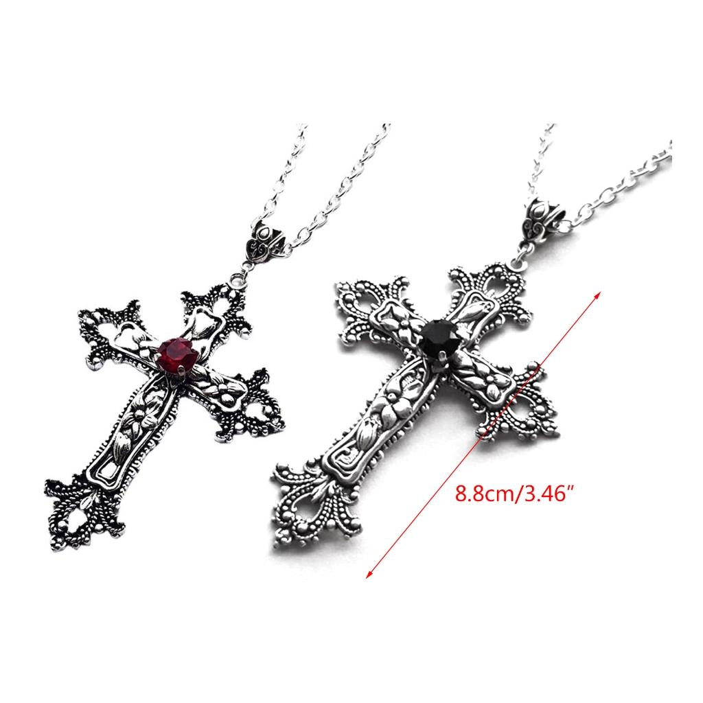 Vintage Cross Pendant Necklace for Women Goth Accessories Gothic Long Chain