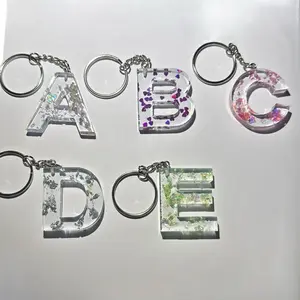 Handmade Resin Art Letter Keychains with Glitter Accents and Chain for Stylish Accessory Custom Initial A-Z Lightweight Durable Gift Add-ons