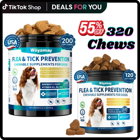 Woyamay Flea & Tick Prevention for Dogs, 200 Ct Dog Chewables Support Skin&Coat Health with Fish oil, Omega-3, Multivitamin, Natural Dog i s Hu man Flea and Tick Chews for All Breeds & Sizes, Chicken Flavor #tiktokshopbacktoschool