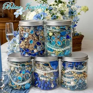 Blue Jewelry Box Set -25-60 piece jewelry box, women's gift set (necklace, earrings, ring, bracelet, keychain, hair clip) - unique birthday gift