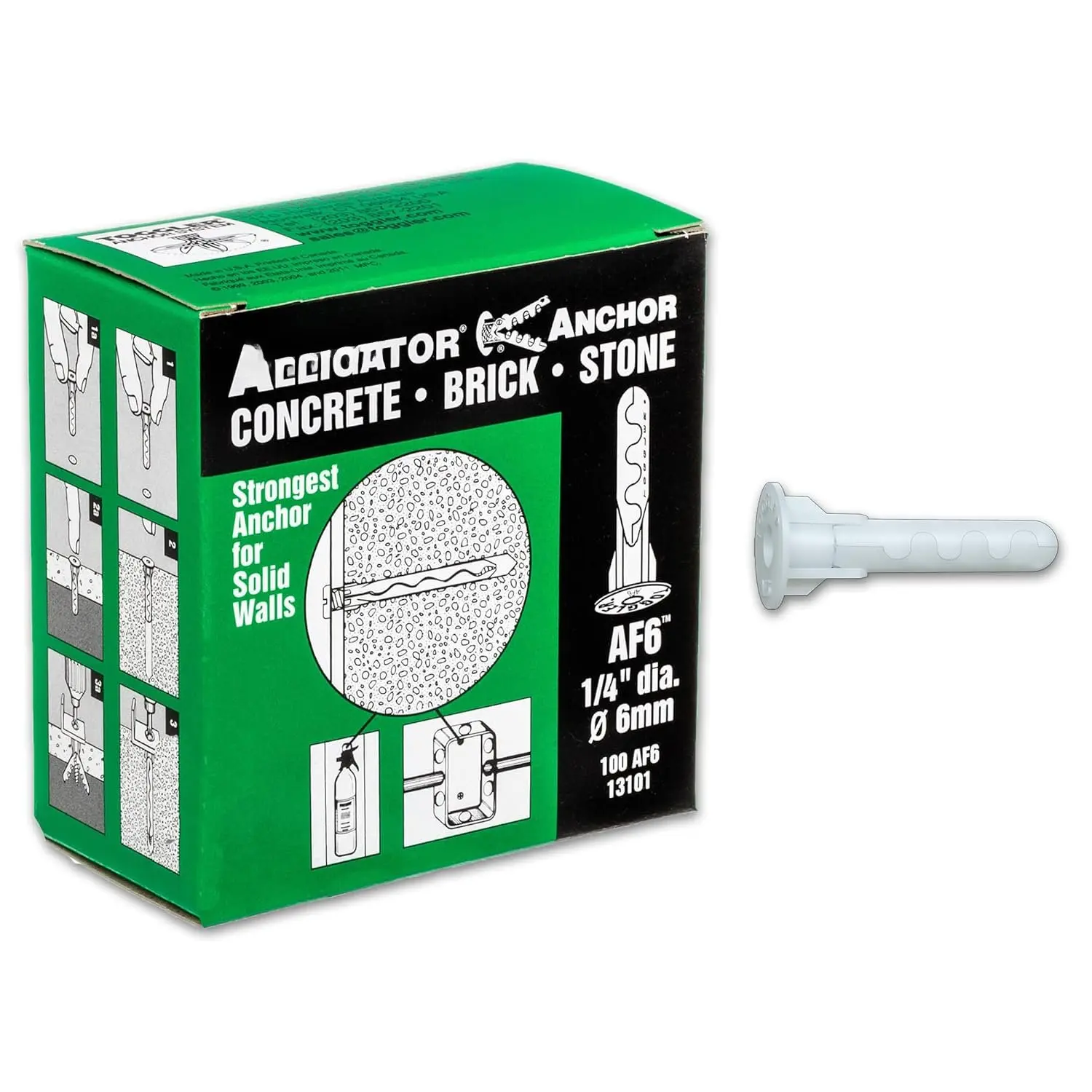 AF6 Flanged Anchor, Polypropylene,  , for #6 to #12 Fastener Sizes (Pack of 100)