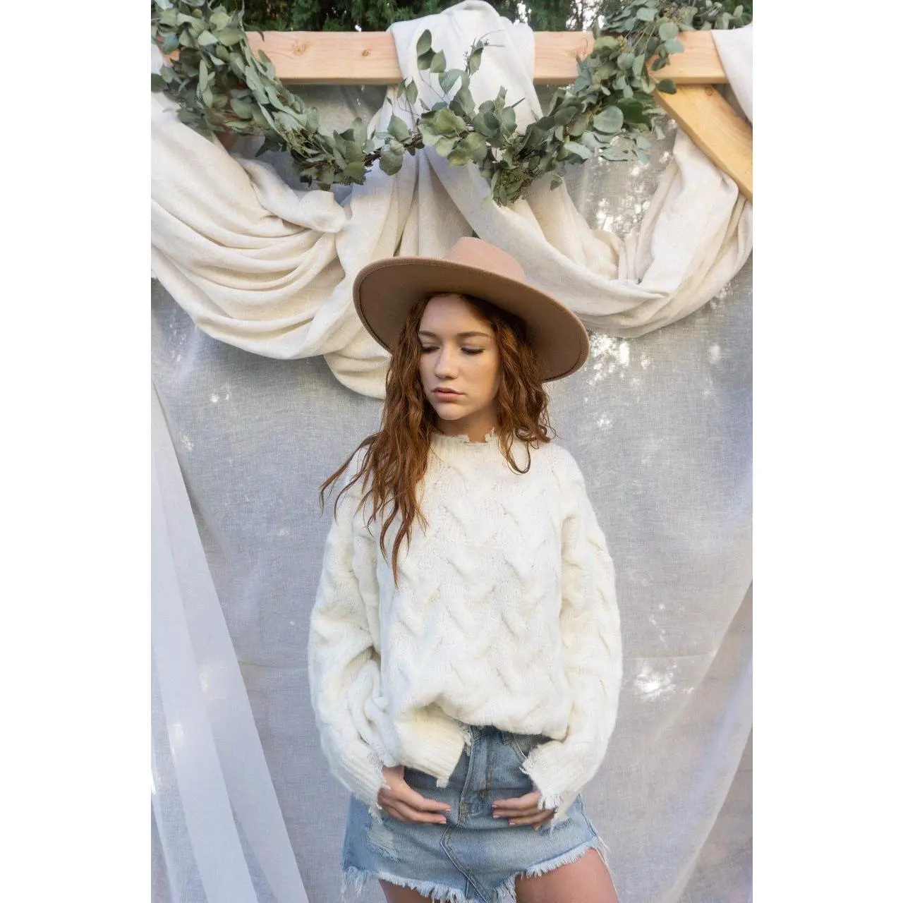 Destroyed Cable Knit Sweater Top