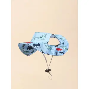 1pc Cute Polyester Wind-Resistant Sun Hat, Ear-Exposed Design, Anti-Shedding, Adjustable Sun Protection, Suitable For Small Pet Dogs To Wear Outdoors All Year Round