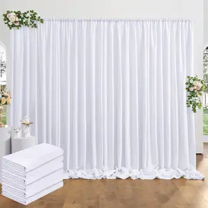 30 ft x 10 ft Thick White Backdrop for Wedding Parties, 6 Panels White Wedding Backdrop Drapes for Birthday Backdrop Photography Home Decorations