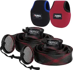 RUNCL Fishing Rod Sleeves; Reel Bags, Spinning/Casting Rod Socks &amp; Spinning/Baitcasting Reel Covers - Protection Solution, Space Saver, Perfect Storage - Fishing Pole Sleeves &amp; Reel Pouch (2 Pack) Adjustable