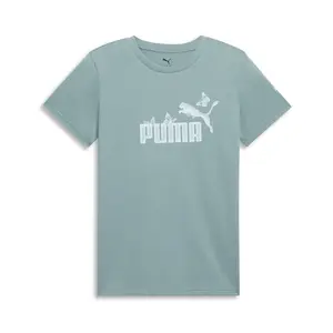 PUMA Womens Flutter Graphic Crew Neck Short Sleeve Casual Tops Casual - Green