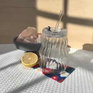 Cloud Glass Cup Drinkware Lid Stylish Fruit Reusable Round Straw Mug Bottles Tumblers