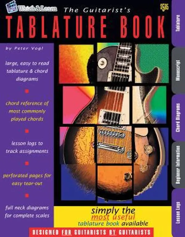 Used Blank Guitar Tab Paper Book - The Guitarist's Tablature Book by Peter Vogl (Paperback) - English, for Scales, Chords, Lesson Logs, Music Practice, Guitar Teachers