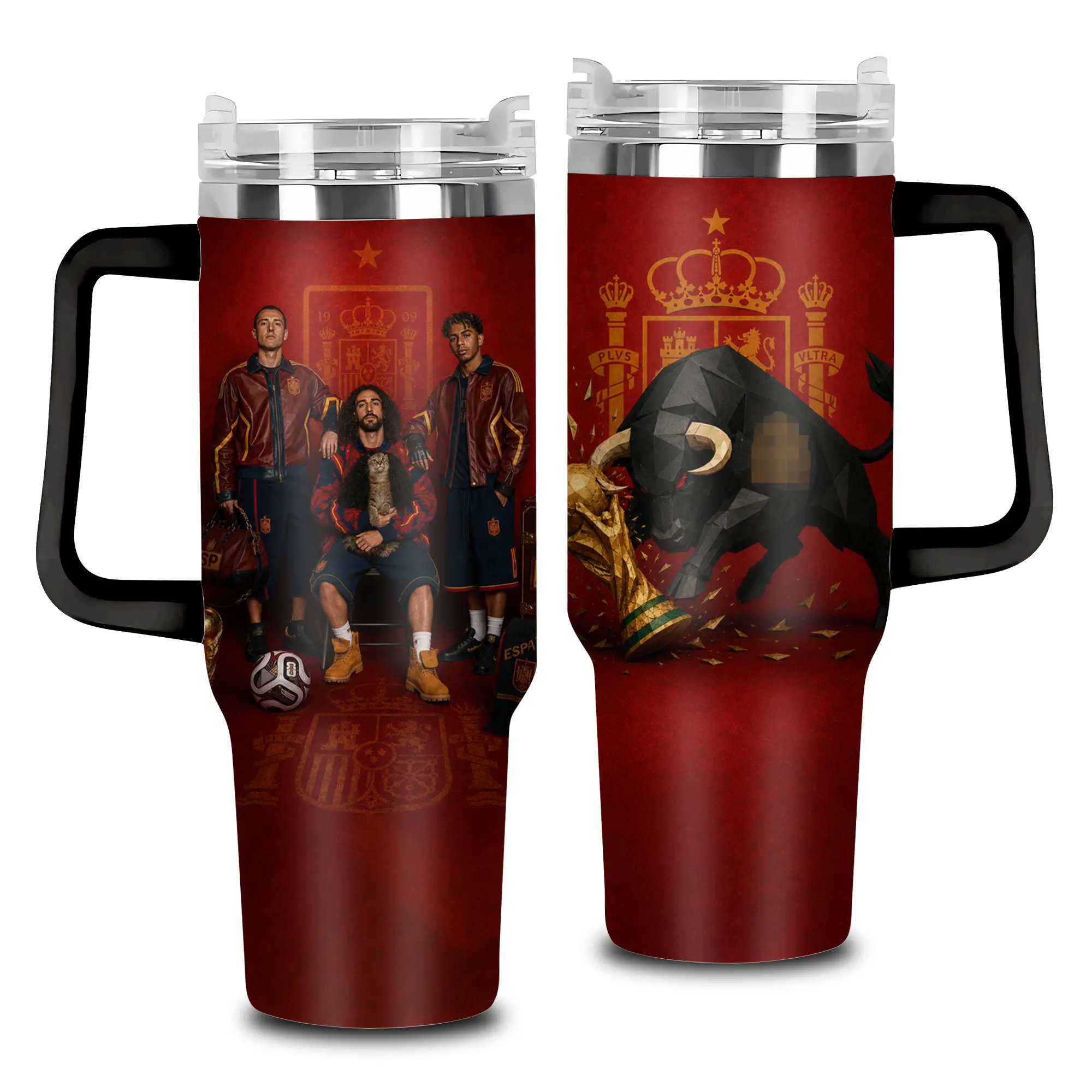 Spain 2026 World Champions 40oz & 20oz Insulated Tumbler, Reigning World Champion La Roja Football Cup With Handle, Spanish Victory Celebration Soccer Fan Gift, WC 2026, Leakproof Travel Tumbler.