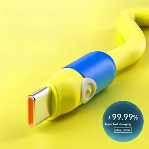 USB a to USB C Charger Cable Lemon 3.3ft, 100w Fast Charging Data Sync Silicone USB C Cable for Phone Samsung Galaxy Pixel Xiaomi Ps5 Charging Cables