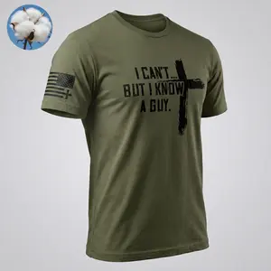 Mens Christian T Shirt I Can't But I Know A Guy Cross Graphic Tee Summer Premium Cotton Faith Gift for Men