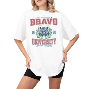 Bravo University Real Housewives Graphic Tee - Trendy Fashion For Bravo Fans Tshirt Cotton Fit Top Womenswear