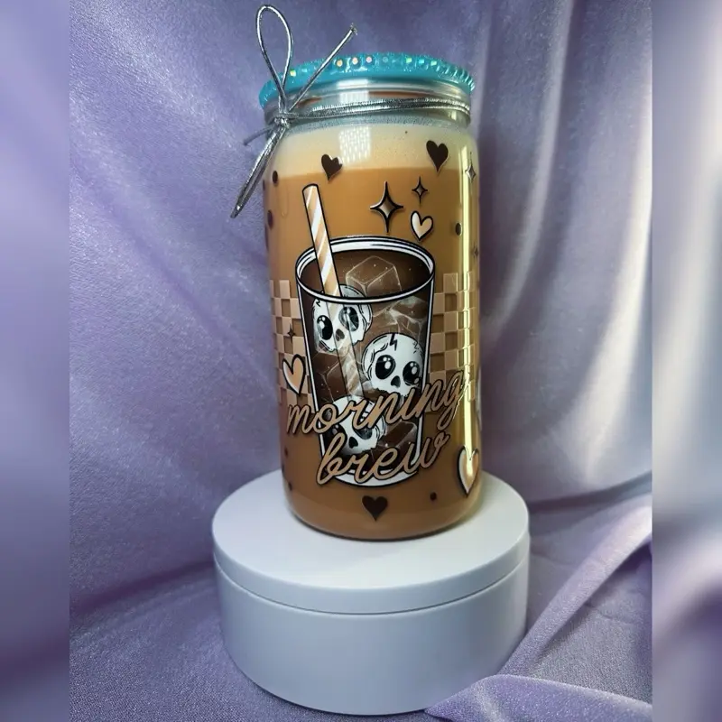 *Ready-2-Ship* 16oz Acrylic “Coffee” Style Cup w/ Lid & Straw- “Morning Brew”