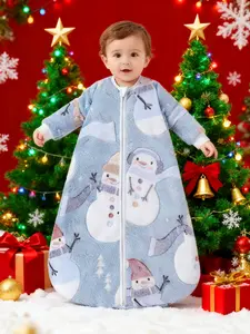 Christmas Holiday Gift Set, Autumn Winter Baby Clothing, Newborn Baptism Robe, Soft Warm Onesie, Cute Snowman Print, 0-3 Months