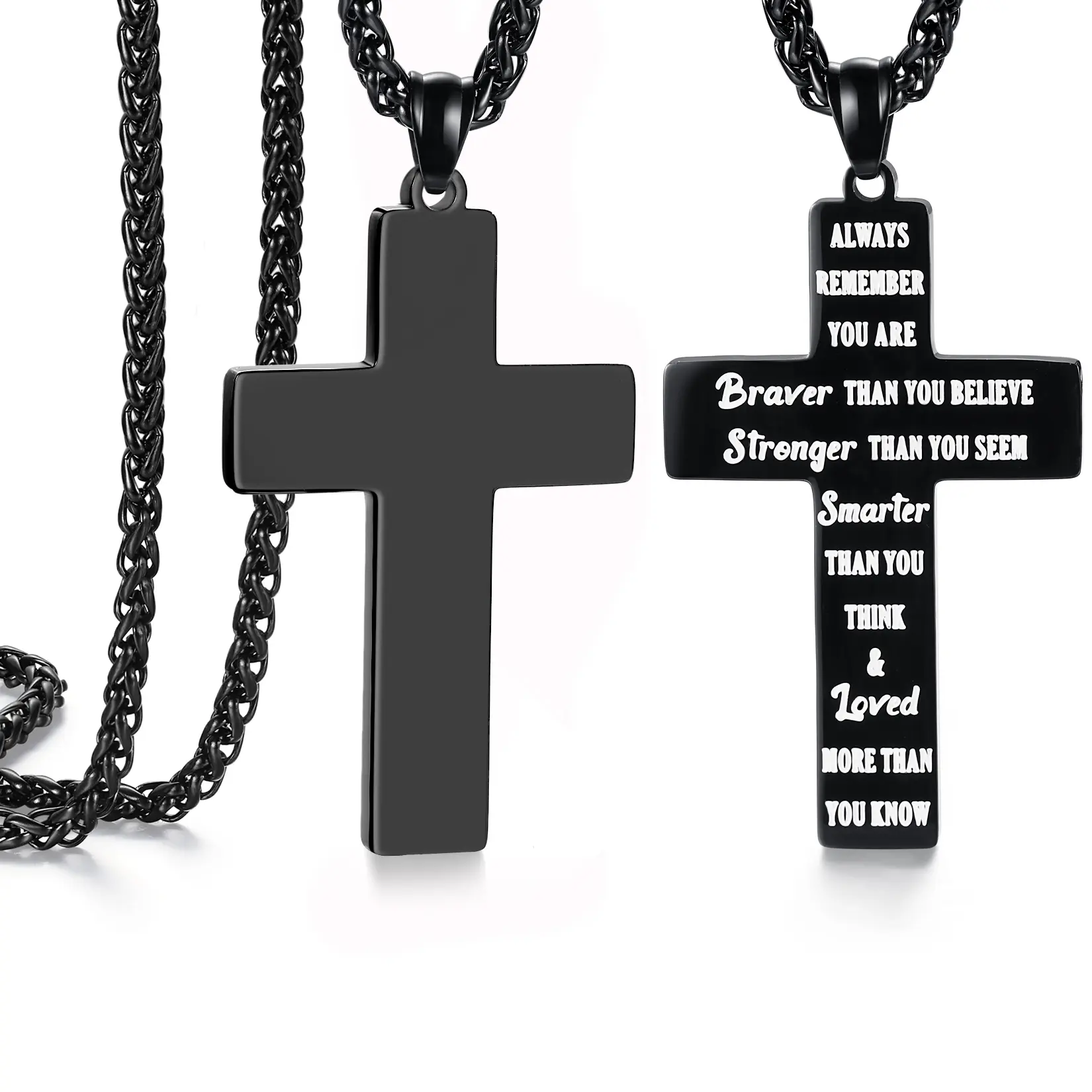 SAM & LORI Cross Necklace for Men - Cool Boyfriend Chain, Graduation Gifts for Him, Confirmation Birthday Christmas Jewelry Gift