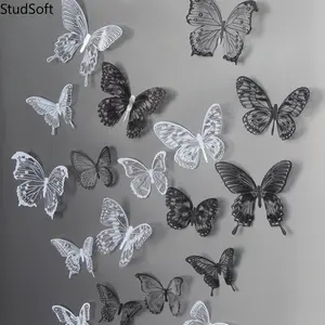 Pack of 24 3D Realistic Black & White Butterflies – Wall Decor, Wedding & Party Decorations