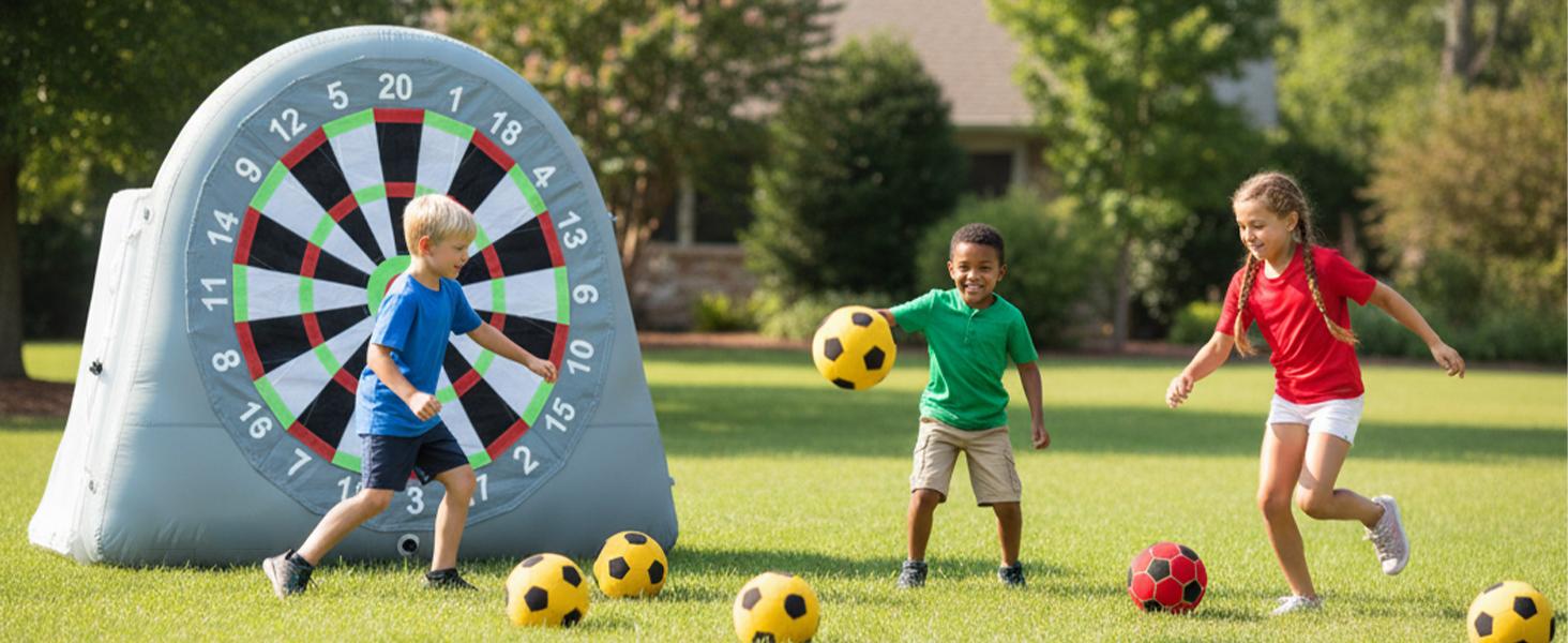 SAYOK Giant 6FT Inflatable Soccer Dart Board Game Set - PVC/Oxford Cloth with Dual-Layer Armor Design, 6 Balls, Pump, 18+ Games Included, for Backyard Birthdays, Tailgates (All Ages)