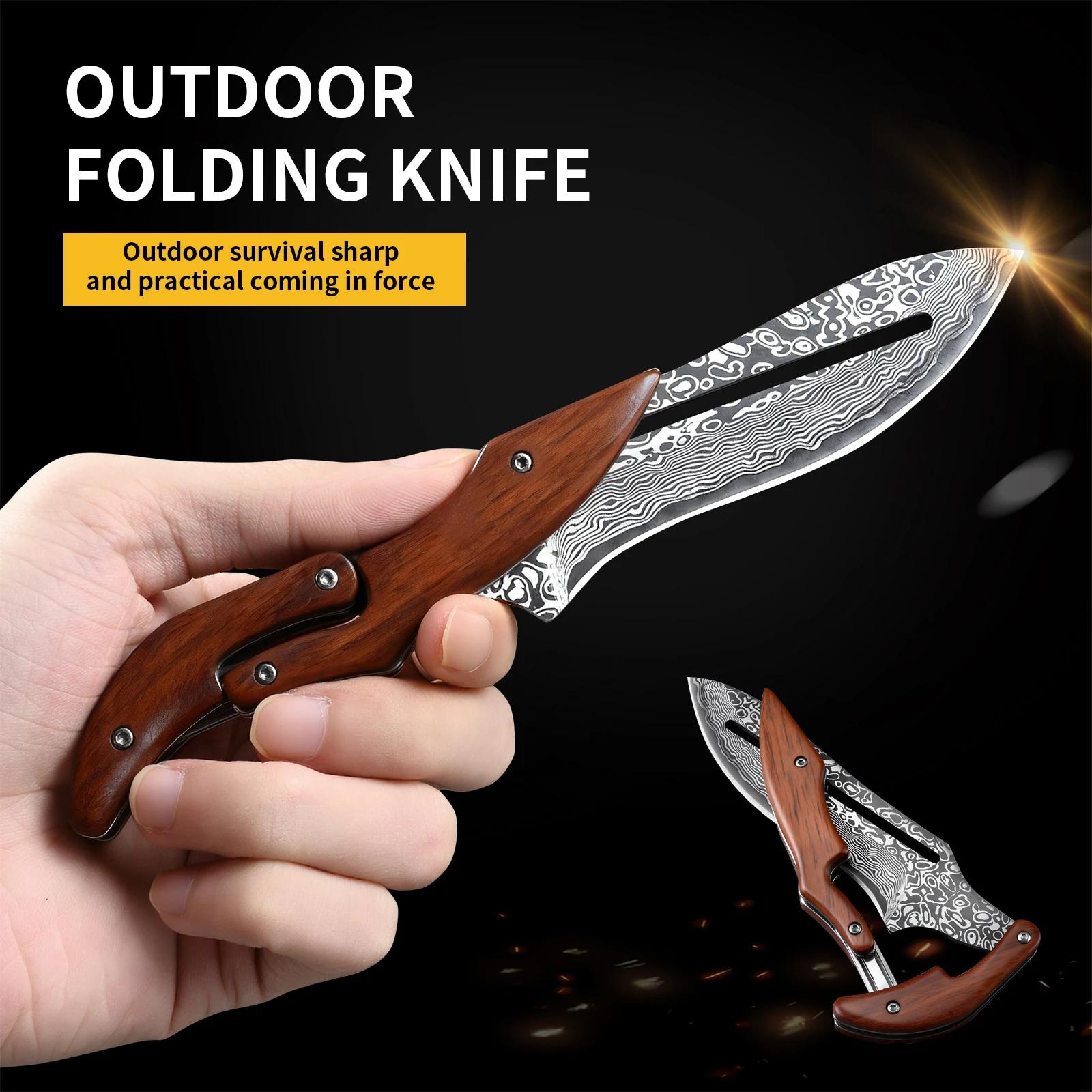 Outdoor Folding knife Stainless steel Fixed blade Wooden Handle EDC Pocket Knife Fishing knife Camping Hunting Tactical knife Outdoor Folding knife Stainless steel Fixed blade Wooden Handle EDC Pocket Knife Fishing knife Camping Hunting Tactical knife