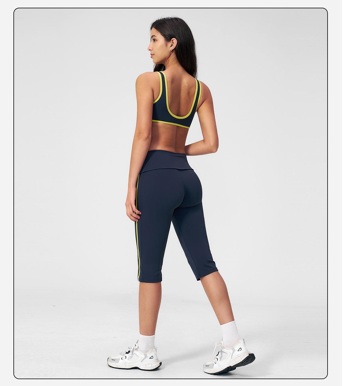 MFVIM Women's 2-Piece Matching Striped Workout Set - Color-Block Sports Bra & High-Waisted Shorts, Women's Gym Wear Ideal for Running & Outdoor Activities, Workout Sets For Women,back to school,back to school haul
