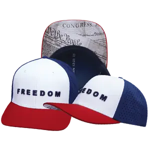 FREEDOM Hat - Baseball Hat Fit - Dark Red / White / Navy - Laser Mesh