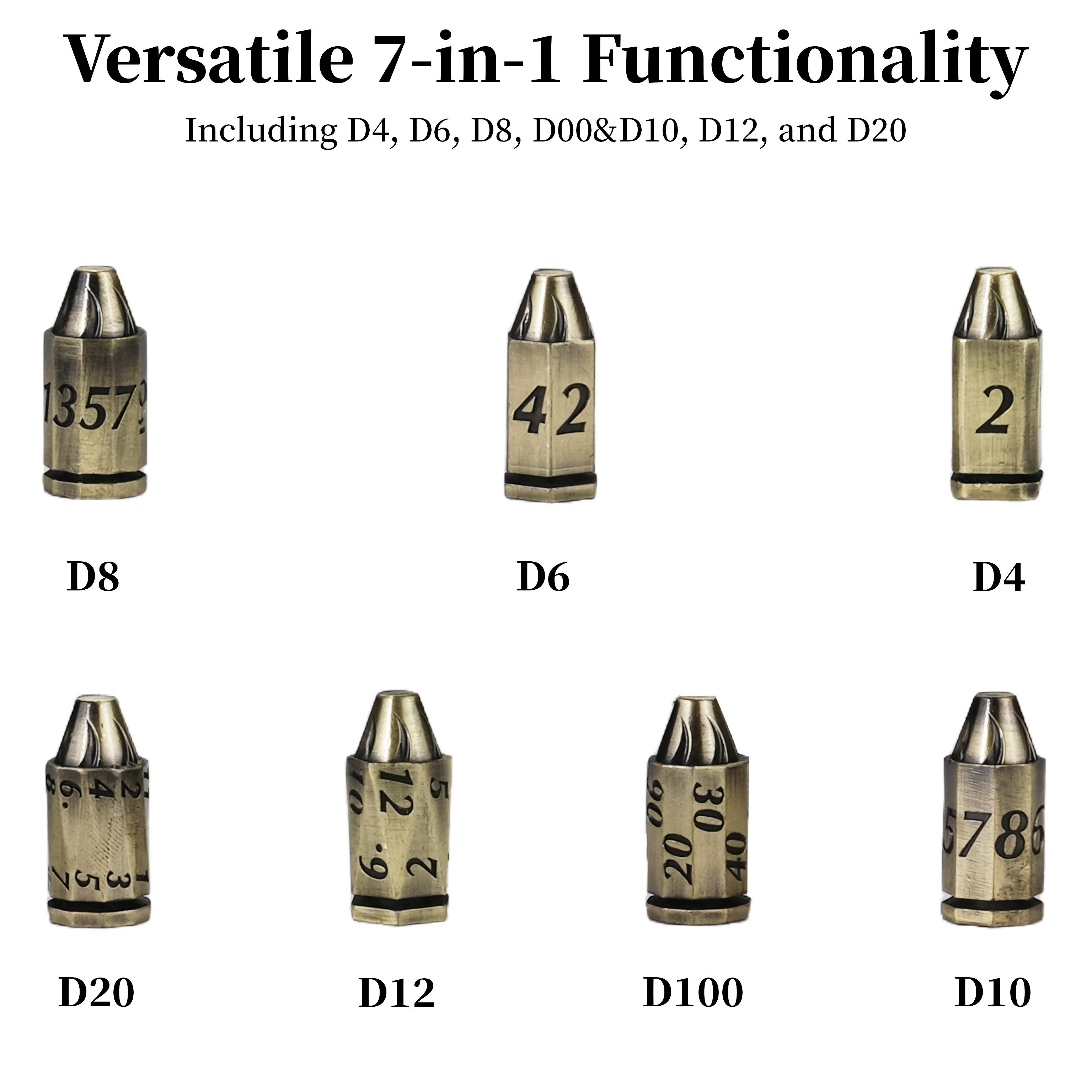 7-piece revolver cylinder metal RPG dice set