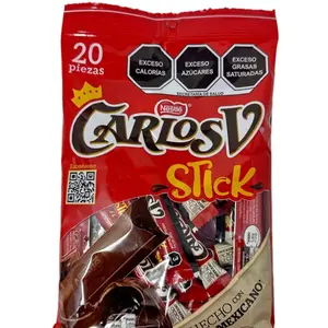 Carlosv Stick Milk Chocolate Mexican Candy Bar (20 Count), Sweet Snack Bonbon Dessert Creamy