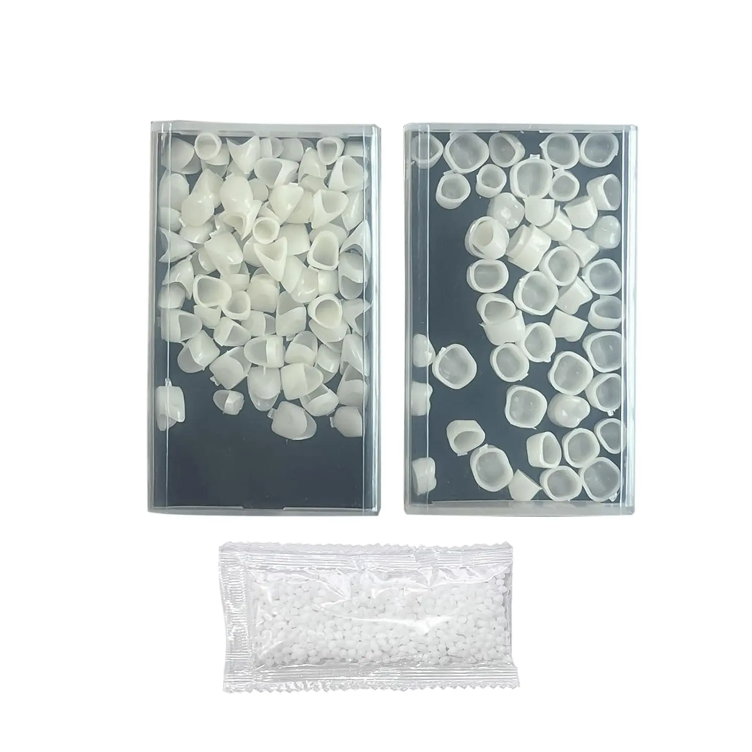 120pcs Temporary False Tooth Crown Kit for Anterior Posterior, with Moldable Fake Teeth Thermal Fitting Beads