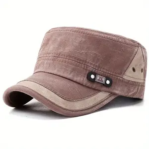 1Pc Adjustable Classic Army Vintage Hat - Men Women Cadet Military Baseball Cap Flat Cap Outdoor Sun Hat
