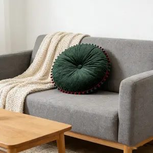 Vintage Style Tufted Footstool Cushion Comfortable Round Seat Pad for Living Room Bedroom Sofa Home Multi-Purpose All-Season Knitted Velvet Polyester Fiber Filling Dry Clean Only Adult Use