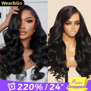 [Limited Deal] OQ HAIR 13x6 HD Lace Wear Go Glueless Wig Pre-Everything Ear To Ear Natural Hairline Full 220% Density Body Wave Huamn Hair Wigs With Drawstring